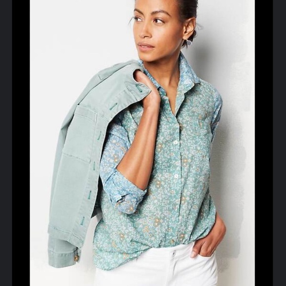 J. Jill Tops - J. Jill Blue and Green Floral Blouse